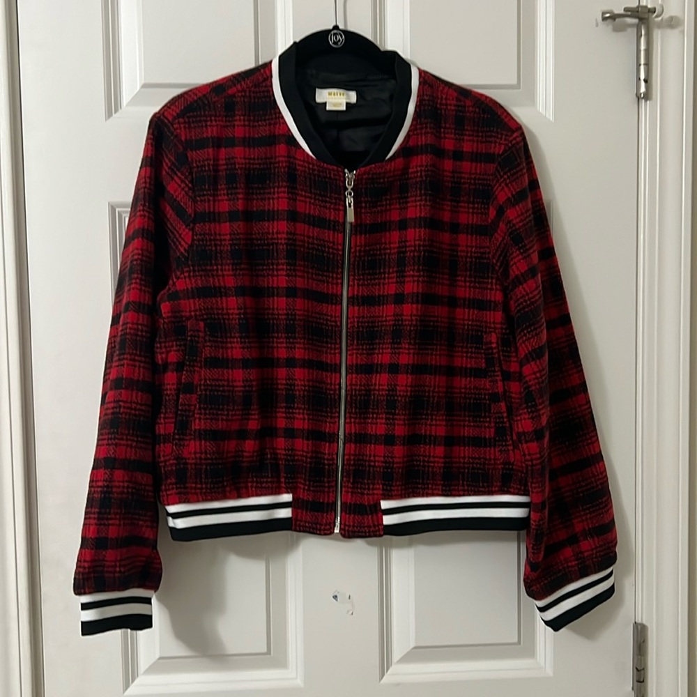 Maeve by Anthropologie red and black bomber jacket
